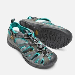 Keen Whisper Outdoor Water Sandals in Charcoal Gray & Aqua